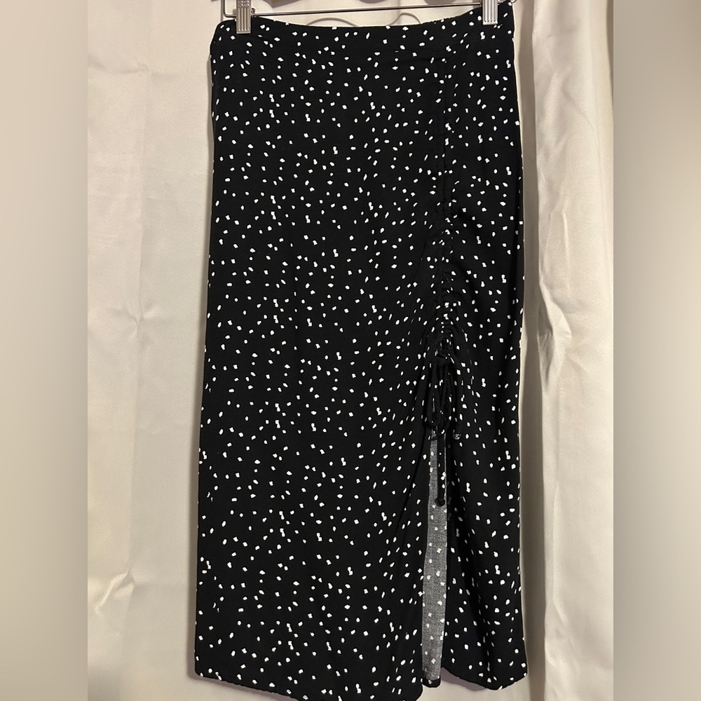 URBAN Romantics Black with White Dot Midi Skirt